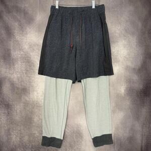 Lululemon Athletica Men Size Medium 2 in 1 Shorts Grey Leggings‎ Running Stretch